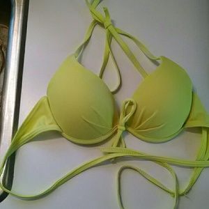 Neon yellow/green pushup bikini top.